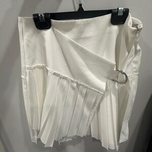 Endless Rose Cream Mini Wrap Skirt Asymmetrical Pleated